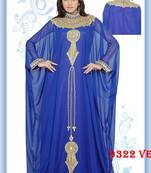 Royal-blue embroidered georgette islamic-kaftans