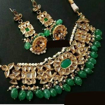 Runjhun semi precious Green Kundan Necklace Sets 1