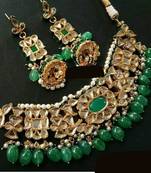 Runjhun semi precious Green Kundan Necklace Sets
