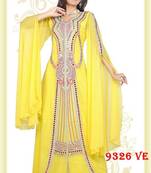 Yellow embroidered georgette islamic-kaftans