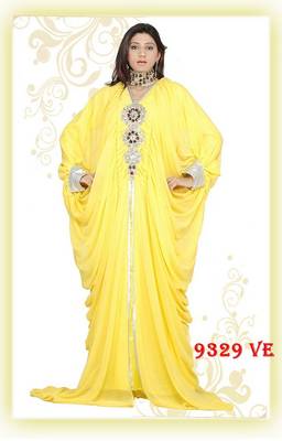 Yellow embroidered georgette islamic-kaftans 1