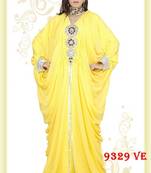 Yellow embroidered georgette islamic-kaftans