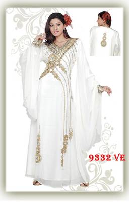 White embroidered georgette islamic-kaftans 1