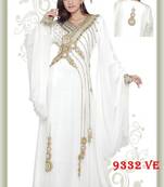 White embroidered georgette islamic-kaftans