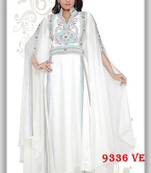 White embroidered georgette islamic-kaftans