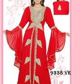 Red embroidered georgette islamic-kaftans