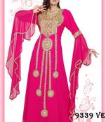 Rani-pink embroidered georgette islamic-kaftans