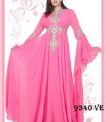 Pink embroidered georgette islamic-kaftans
