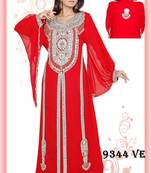Red embroidered georgette islamic-kaftans