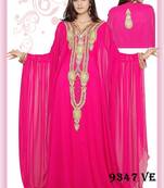 Rani-pink embroidered georgette islamic-kaftans