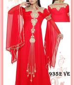 Red embroidered georgette islamic-kaftans