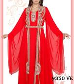 Red embroidered georgette islamic-kaftans