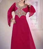 Wine embroidered georgette islamic-kaftans