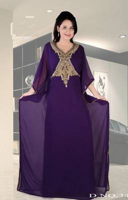 Purple embroidered georgette islamic-kaftans 1