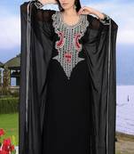 Black embroidered georgette islamic-kaftans