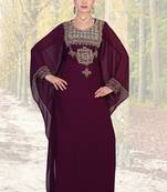 Wine embroidered georgette islamic-kaftans