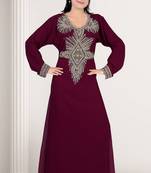 Wine embroidered georgette islamic-kaftans