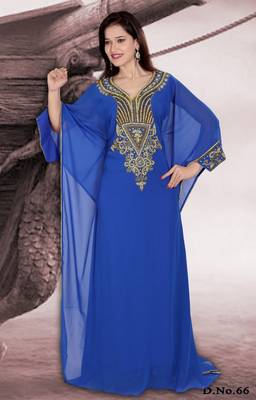 Royal-blue embroidered georgette islamic-kaftans 1