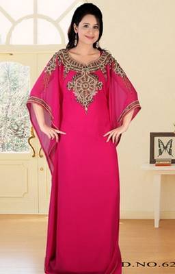 Rani-pink embroidered georgette islamic-kaftans 1