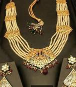 Multicolor Pearl Royal 22K Gold Plated Ranihaar Necklace Sets