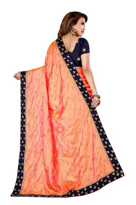 Orange Art Silk Embroidered Saree With Unstiched Blouse 3