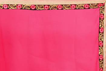 Pink Georgette Embroidered Saree With Unstiched Blouse 5