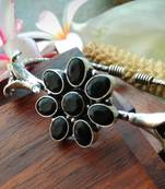 Black Kundan Stone German Silver Bracelet