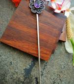 Purple Centrestone German Silver Bun Stick