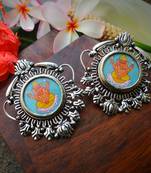 Lotus Ganpati Germans Isilver Photoframe Ear Studs