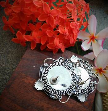 Lotus Ganpati Germans Isilver Photoframe Ear Studs 2