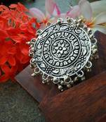 Large German Silver Round Finger Ring With German Silver Beads All Around