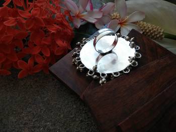 Large German Silver Round Finger Ring With German Silver Beads All Around 2