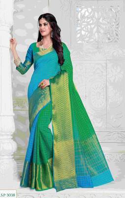 Multicolor embroidered dupion silk saree with blouse 1