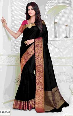 Blue embroidered dupion silk saree with blouse 1