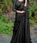 black embroidered silk saree with blouse