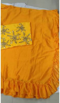   yellow embroidered silk saree with blouse 2