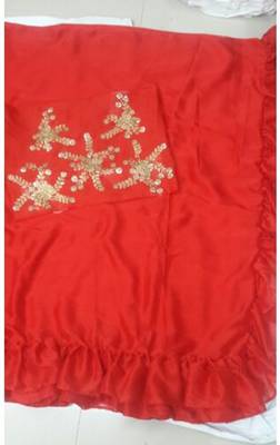   red embroidered silk saree with blouse 2