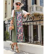 Grey and Blue Poly Linen Fancy Designer Kurtis