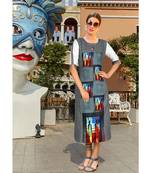 Dark Grey Poly Linen Fancy Designer Kurtis