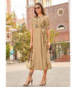 Beige Cotton Fancy Designer Kurtis