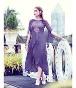 Dark Purple Soft Fluid Silk Fancy Designer Kurtis