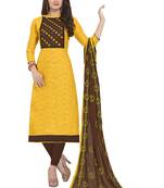 Yellow Embroidered Jacquard Salwar