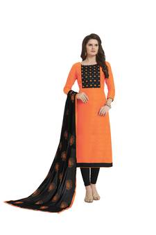 Orange Embroidered Jacquard Salwar