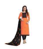 Orange Embroidered Jacquard Salwar