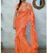   orange embroidered silk saree with blouse