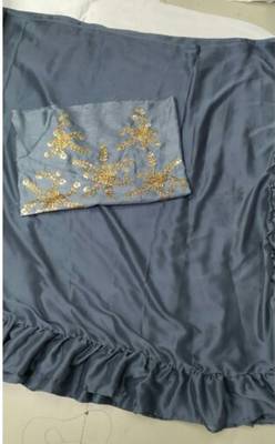  grey embroidered silk saree with blouse 2