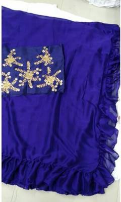   blue embroidered silk saree with blouse 2