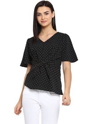 Black printed crepe party-tops 1