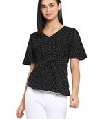 Black printed crepe party-tops