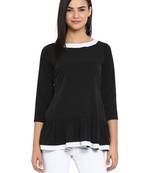 Black printed crepe party-tops